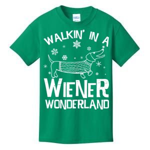 Walking In A Wiener Wonderland Funny Christmas Kids T-Shirt