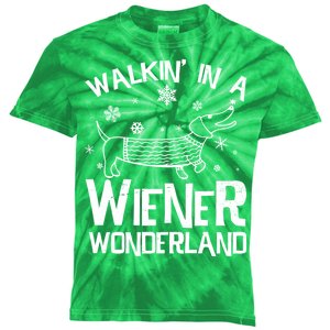 Walking In A Wiener Wonderland Funny Christmas Kids Tie-Dye T-Shirt