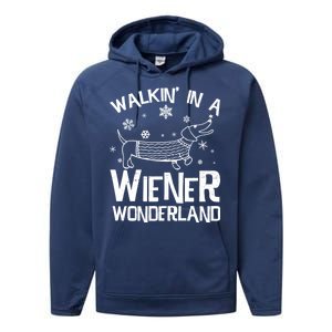 Walking In A Wiener Wonderland Funny Christmas Performance Fleece Hoodie