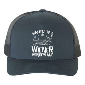 Walking In A Wiener Wonderland Funny Christmas Yupoong Adult 5-Panel Trucker Hat