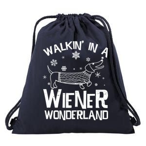 Walking In A Wiener Wonderland Funny Christmas Drawstring Bag