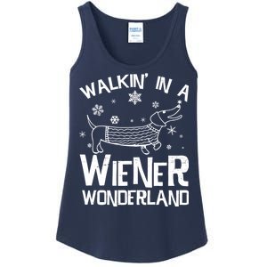 Walking In A Wiener Wonderland Funny Christmas Ladies Essential Tank