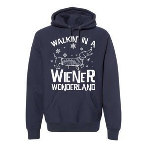 Walking In A Wiener Wonderland Funny Christmas Premium Hoodie