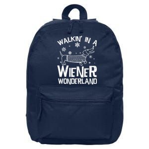 Walking In A Wiener Wonderland Funny Christmas 16 in Basic Backpack