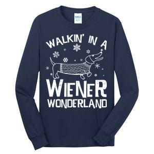 Walking In A Wiener Wonderland Funny Christmas Tall Long Sleeve T-Shirt