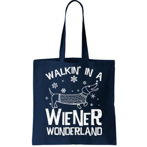 Walking In A Wiener Wonderland Funny Christmas Tote Bag