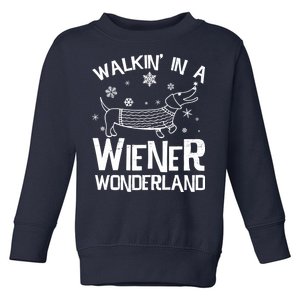 Walking In A Wiener Wonderland Funny Christmas Toddler Sweatshirt