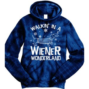 Walking In A Wiener Wonderland Funny Christmas Tie Dye Hoodie