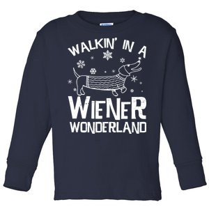 Walking In A Wiener Wonderland Funny Christmas Toddler Long Sleeve Shirt