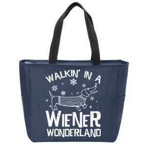 Walking In A Wiener Wonderland Funny Christmas Zip Tote Bag