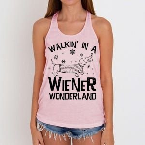 Walking In A Wiener Wonderland Funny Christmas Women's Knotted Racerback Tank