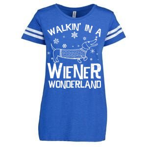 Walking In A Wiener Wonderland Funny Christmas Enza Ladies Jersey Football T-Shirt