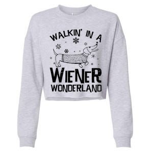 Walking In A Wiener Wonderland Funny Christmas Cropped Pullover Crew