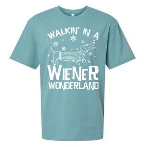 Walking In A Wiener Wonderland Funny Christmas Sueded Cloud Jersey T-Shirt