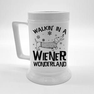 Walking In A Wiener Wonderland Funny Christmas Beer Stein