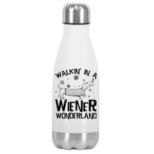 Walking In A Wiener Wonderland Funny Christmas Stainless Steel Insulated Water Bottle