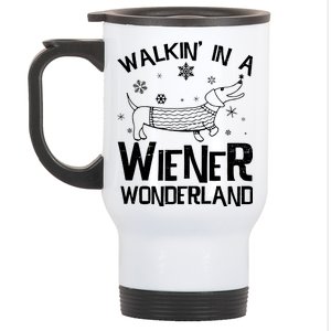 Walking In A Wiener Wonderland Funny Christmas Stainless Steel Travel Mug