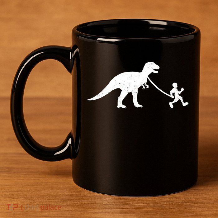 Walking My T-Rex 11oz C Handle Ceramic Mug
