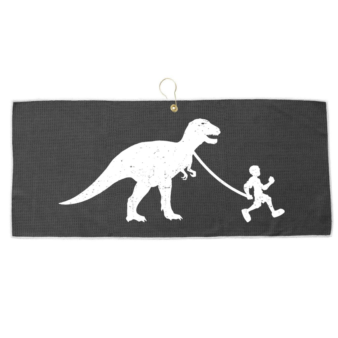 Walking My T-Rex Large Microfiber Waffle Golf Towel