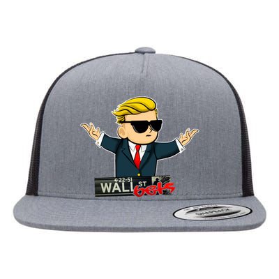 Wall Street Bets Guy Investing Stocks Flat Bill Trucker Hat