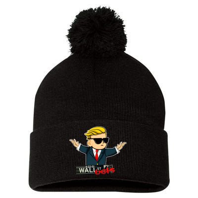 Wall Street Bets Guy Investing Stocks Pom Pom 12in Knit Beanie