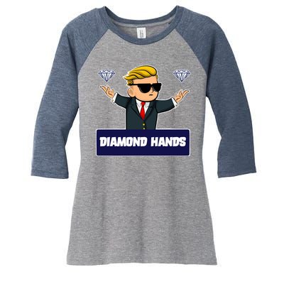 Wall Street Diamond Hands Women's Tri-Blend 3/4-Sleeve Raglan Shirt