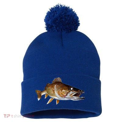 Walleye Pom Pom 12in Knit Beanie