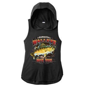 Walleye Bite This Ladies PosiCharge Tri-Blend Wicking Draft Hoodie Tank