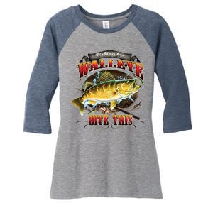 Walleye Bite This Women's Tri-Blend 3/4-Sleeve Raglan Shirt