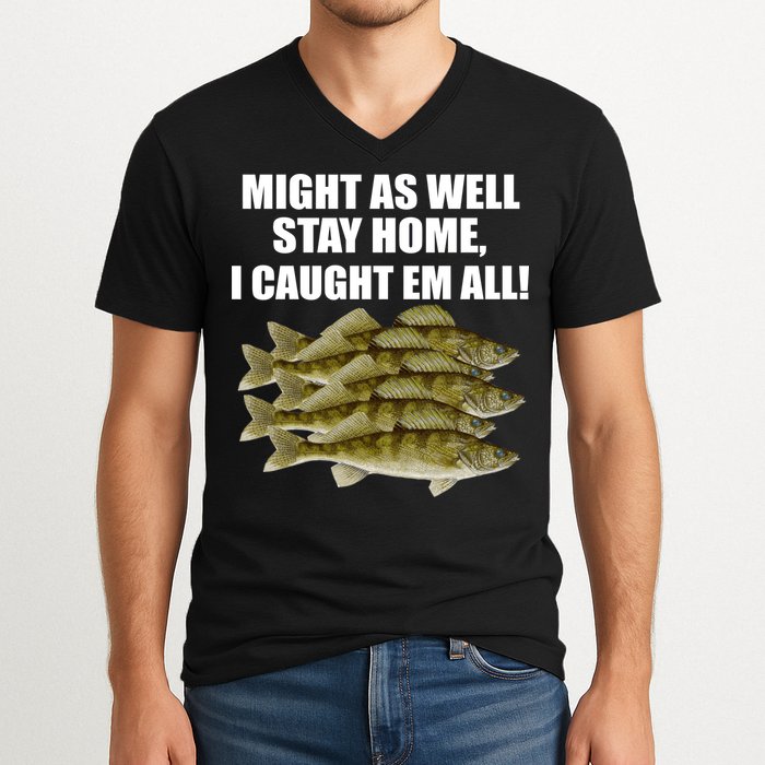 Walleye Caught Em All V-Neck T-Shirt