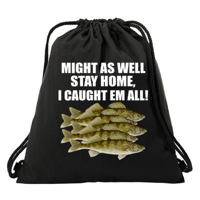 Walleye Caught Em All Drawstring Bag