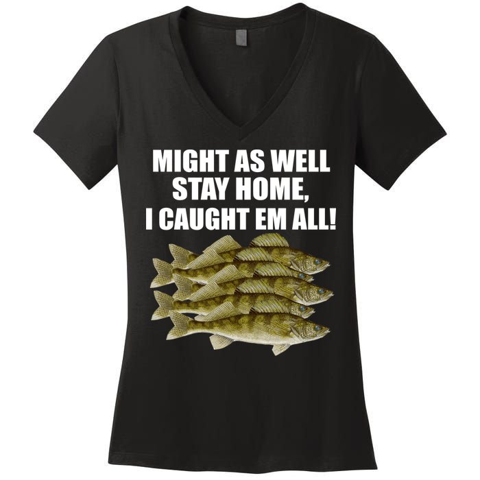 Walleye Caught Em All Women's V-Neck T-Shirt