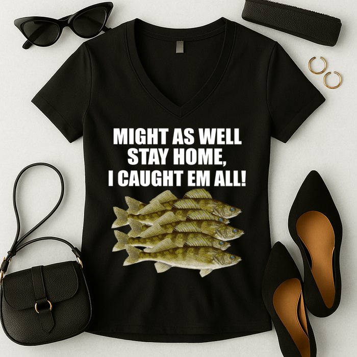 Walleye Caught Em All Women's V-Neck T-Shirt
