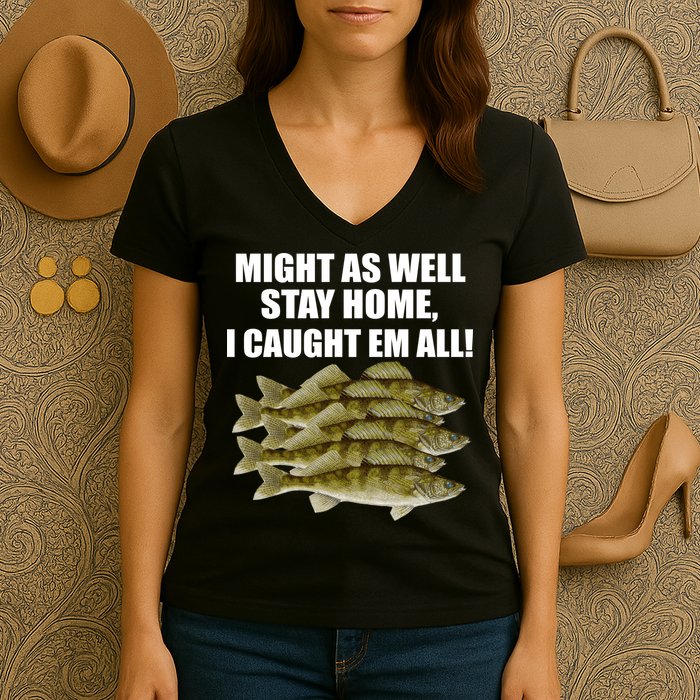 Walleye Caught Em All Women's V-Neck T-Shirt