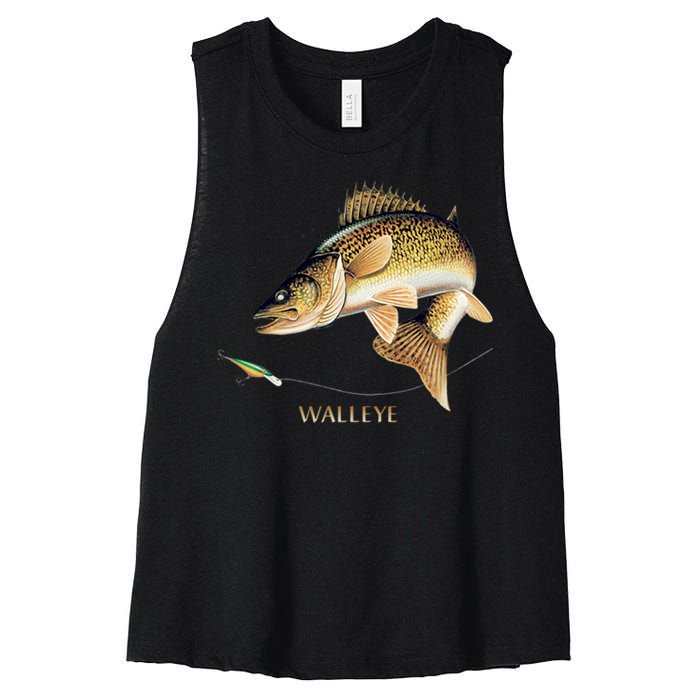 Walleye Combination Women's Racerback Cropped Tank