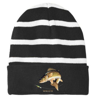 Walleye Combination Striped Beanie with Solid Band