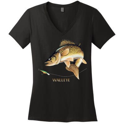 Walleye Combination Women's V-Neck T-Shirt