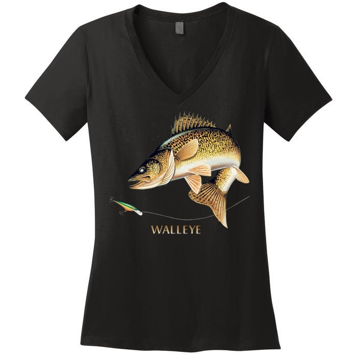 Walleye Combination Women's V-Neck T-Shirt