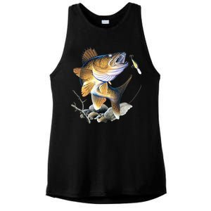 Walleye Fishing Ladies PosiCharge Tri-Blend Wicking Tank