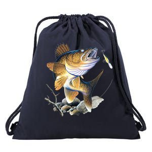 Walleye Fishing Drawstring Bag