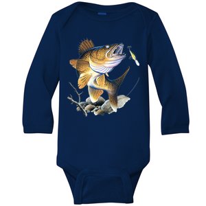 Walleye Fishing Baby Long Sleeve Bodysuit