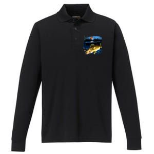 Walleye Moon Light Performance Long Sleeve Polo