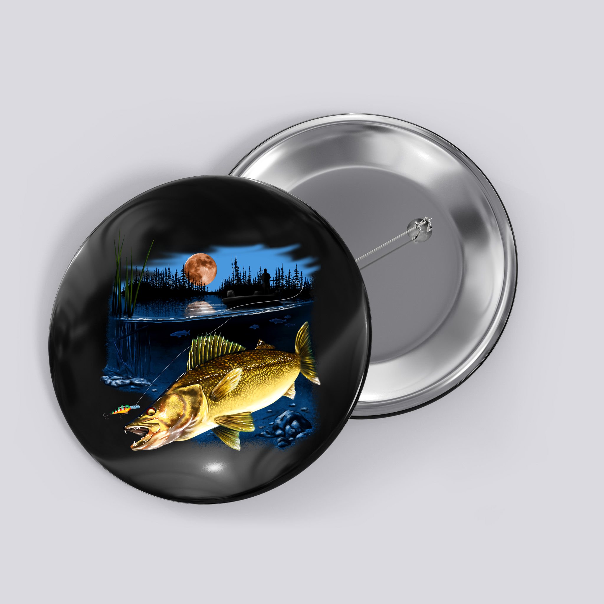 Walleye Moon Light Button