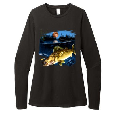 Walleye Moon Light Womens CVC Long Sleeve Shirt