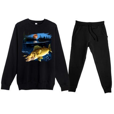 Walleye Moon Light Premium Crewneck Sweatsuit Set