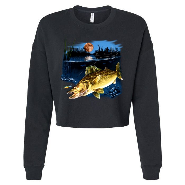 Walleye Moon Light Cropped Pullover Crew
