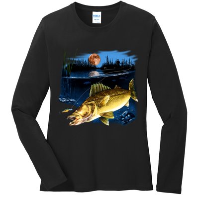 Walleye Moon Light Ladies Long Sleeve Shirt