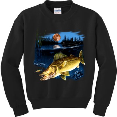 Walleye Moon Light Kids Sweatshirt