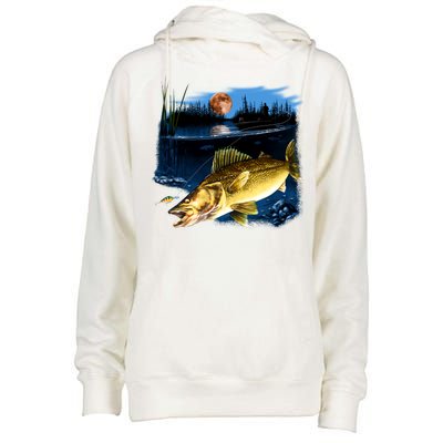 Walleye Moon Light Womens Funnel Neck Pullover Hood