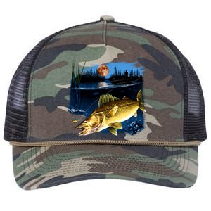 Walleye Moon Light Retro Rope Trucker Hat Cap